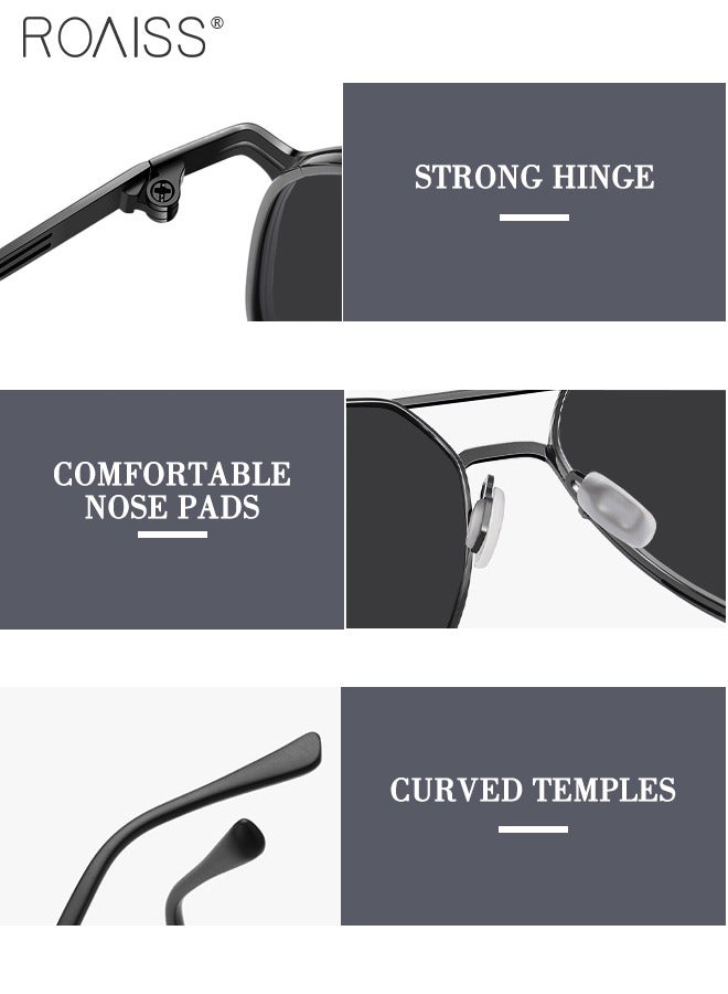 roaiss Men's Polarized Aviator Sunglasses, UV400 Protection Sun Glasses with Stainless Steel Frame, Fashion AntiGlare Sun Shades for Men Driving, Fishing, Golfing, Traveling, 58mm - Image 4