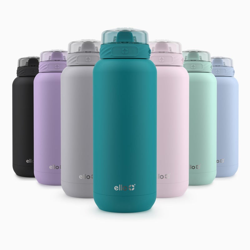 Ello Cooper 22oz Stainless Steel Water Bottle with Straw and Carry Handle Double Walled and Vacuum Insulated Metal Leak Proof Locking Lid with Soft Silicone Spout Reusable BPA Free Antigua