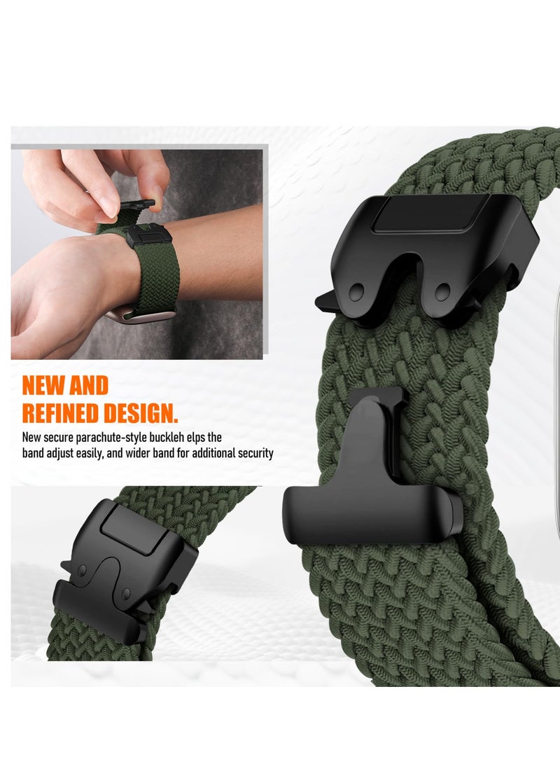 SZOXST Compatible for Apple Watch Band 49mm 46mm 45mm 44mm 42mm Elastic Nylon Braided Secure & Comfortable Stretchy Strap for Women Men,Parachute Buckle Bands for iWatch Ultra 3/2/1 Series 11 10 9 8 7 6 5 4 3 SE Green - Image 2