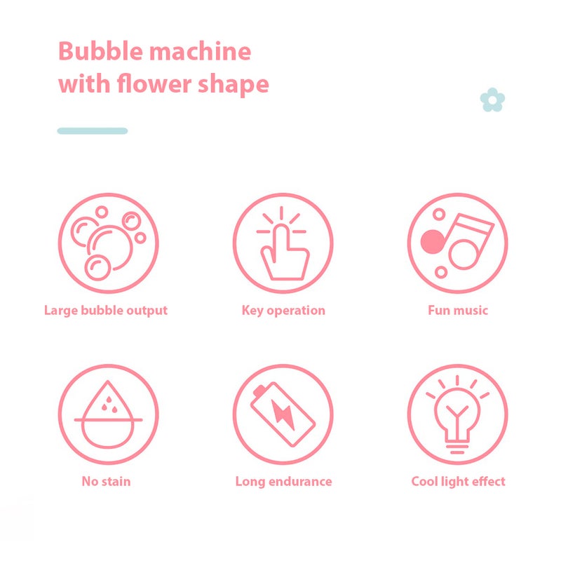 Bubble Machine with Sound Lamp Vertical Bubble Maker for Summer Birthday Outdoor Wedding Christmas Party Interactive Rechargeable Rose Flower Shaped Automatic Bubble Machine - Image 3