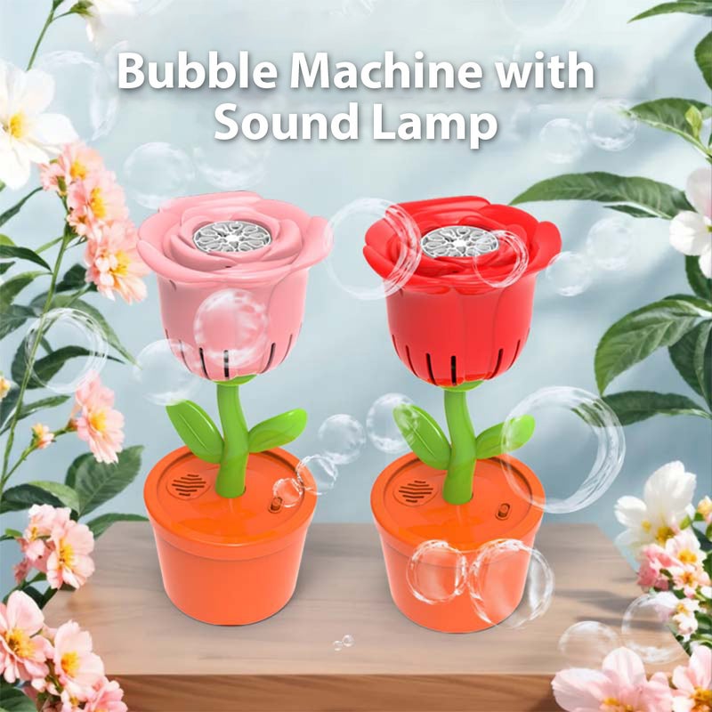 Bubble Machine with Sound Lamp Vertical Bubble Maker for Summer Birthday Outdoor Wedding Christmas Party Interactive Rechargeable Rose Flower Shaped Automatic Bubble Machine - Image 4