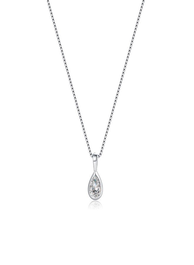 SLUYNZ 925 Sterling Silver CZ Teardrop Choker Necklace for Women Teen Girls CZ Waterdrop Pendant Necklace (A-SILVER) - Image 1