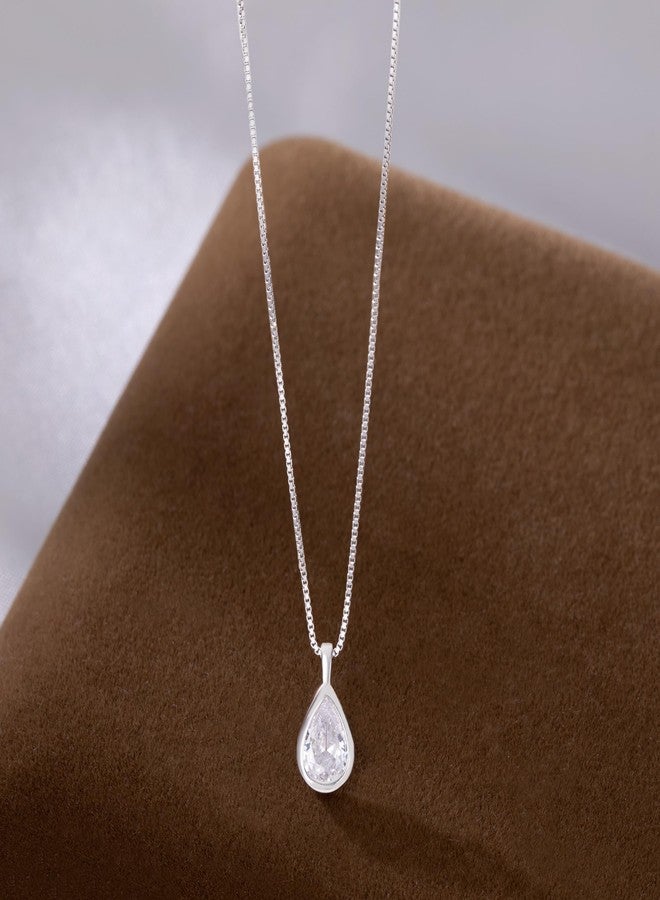 SLUYNZ 925 Sterling Silver CZ Teardrop Choker Necklace for Women Teen Girls CZ Waterdrop Pendant Necklace (A-SILVER) - Image 3