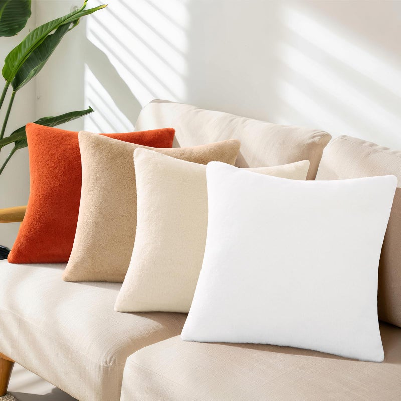 Pallene Faux Fur Plush Spring Throw Pillow Covers 18x18 Set of 2, Soft Fluffy Couch Pillow Covers for Living Room, White - Image 4