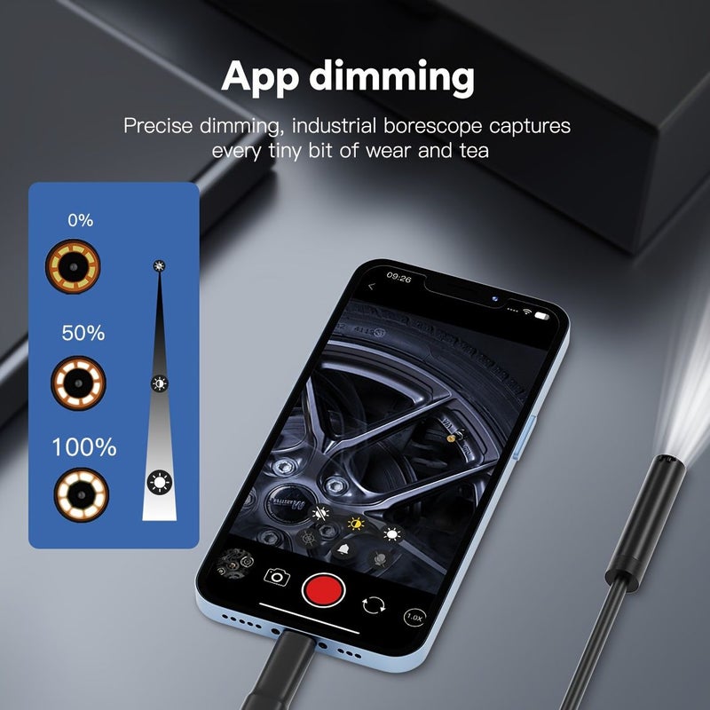 130W HD Endoscope 10mm 39.37inch Semi Rigid Snake Camera With 8 LED Lights IP67 Waterproof Industrial Inspection Camera Compatible With iPhone iPad Android Devices - Image 5