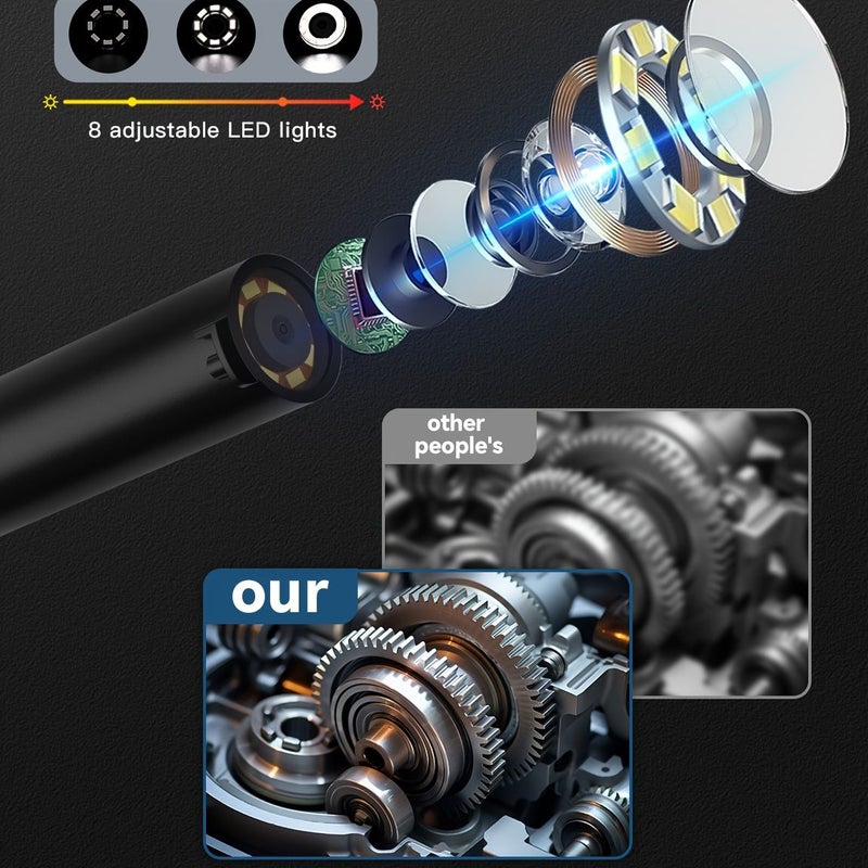 130W HD Endoscope 10mm 39.37inch Semi Rigid Snake Camera With 8 LED Lights IP67 Waterproof Industrial Inspection Camera Compatible With iPhone iPad Android Devices - Image 4
