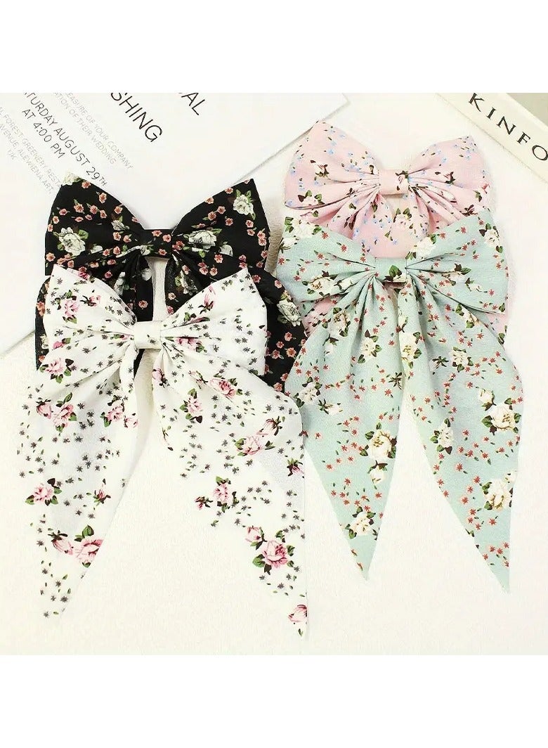 4 Pieces of Classic-Design Fabric Hair Clips for Women and Girls, Large Size - Image 1