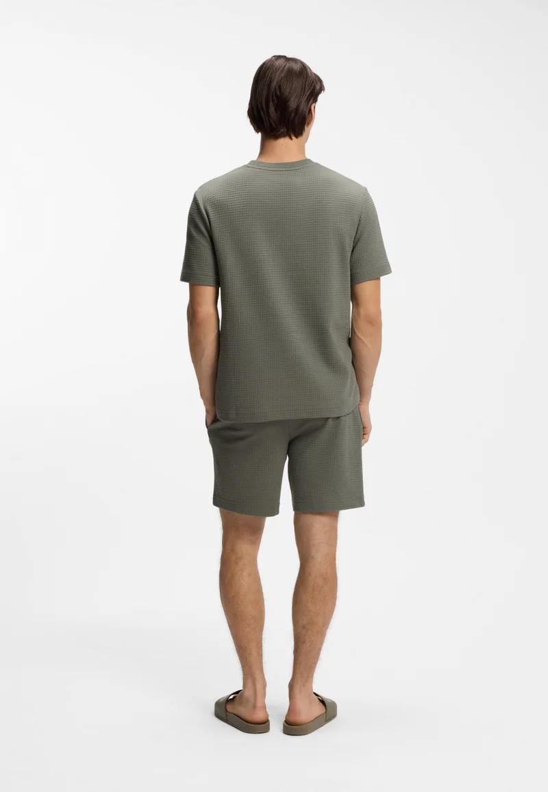 هوجو Waffle-structured pyjama T-shirt with embroidered logo