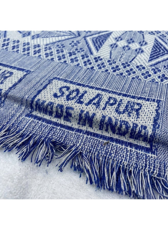 DESKET طقم بطانية شادر شولابوري (بطانية الجمل) قطنية أصلية من ديسكت - تصميم تقليدي، مقاس 60×90 بوصة، لون أزرق - عبوة من قطعتين - Image 2