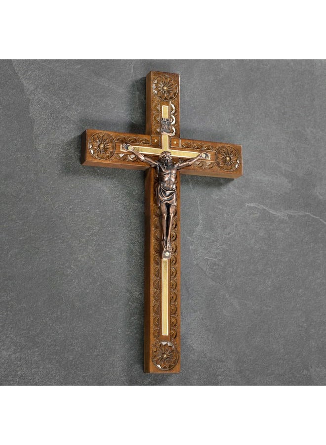 Asterom Hand Carved Crucifix Wall Cross for Home Decor - Wooden Catholic Wall Crucifix - 12 Inch - Image 4