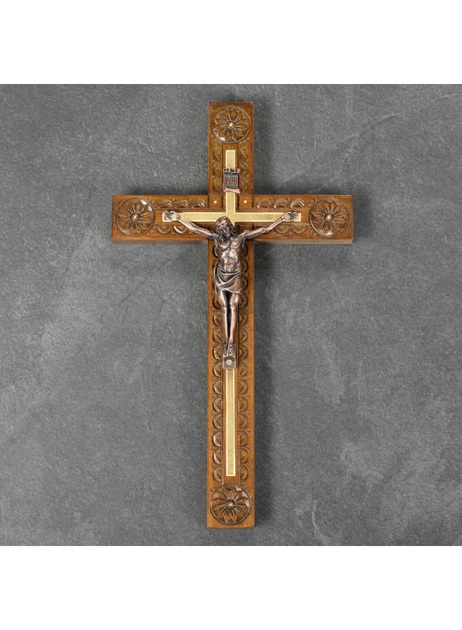 Asterom Hand Carved Crucifix Wall Cross for Home Decor - Wooden Catholic Wall Crucifix - 12 Inch - Image 5