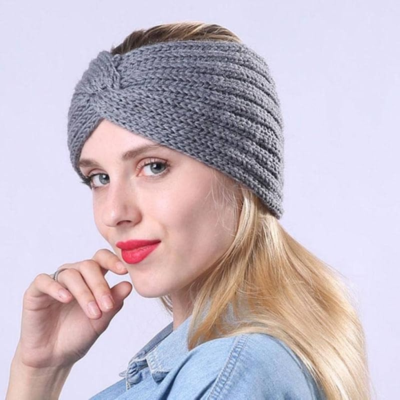 Richmen رباط رأس شتوي للرجال والنساء غطاء رأس ناعم من الفليس محبوك من الصوف دافئ شريط شعر غير محدد أكريليك مرن واقي للأذن سماعات رأس إكسسوار شعر (رمادي) - Image 2