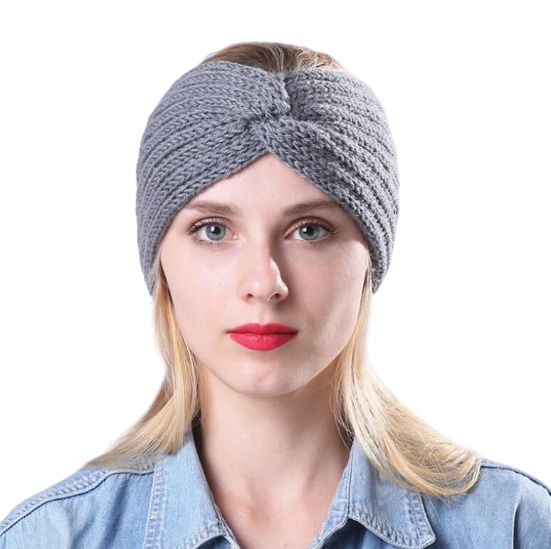 Richmen رباط رأس شتوي للرجال والنساء غطاء رأس ناعم من الفليس محبوك من الصوف دافئ شريط شعر غير محدد أكريليك مرن واقي للأذن سماعات رأس إكسسوار شعر (رمادي) - Image 1