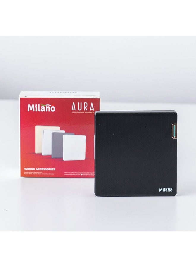 DANUBE HOME Milano Aura 1 Gang Intermediate Switch - Brushed Black Finish Durable Fire Retardant Pc Material/Silver Point Red Copper Electrical Switches And Sockets Home Electronic Accessories - 8.6X9X4Cm - Image 4