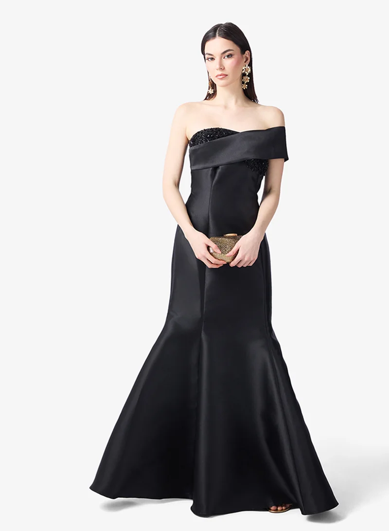 Off Shoulder Jewel Embellished Mermaid Gown