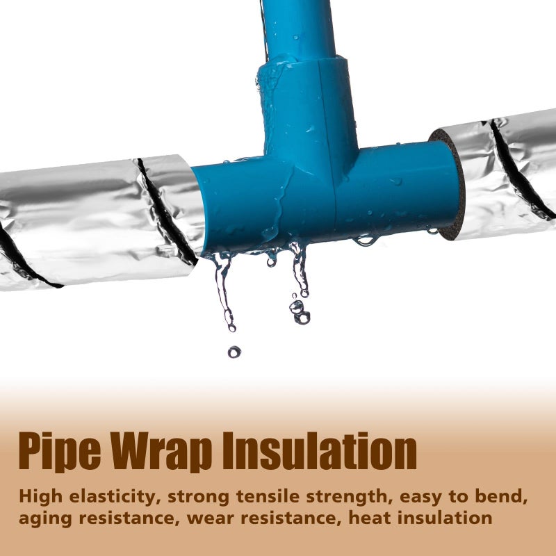 Frienda 6 Pcs Pipe Insulation Foam Tube, 12 & 15 Inches Spiral Cut Aluminum Foil Foam Protection Wrap, Waterproof Pipe Covers for Outdoor Pipes, Bends & Irregular Handles, 1/2'' ID(12 Inches Long) - Image 4