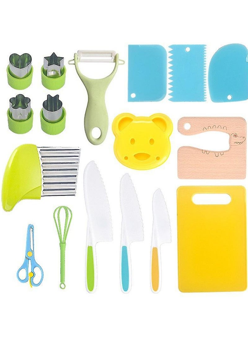 17 Pieces Wooden Kids Knife For Cooking, Kid Safe Knives Cutting Veggies Fruits ZD - Image 1