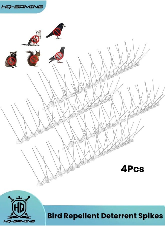 HQ-GAMING - 4 Pieces Bird Repellent Deterrent Spikes, Stainless Steel Anti Bird Deterrent Thorns, Bird Spikes Humane Pigeon Spikes, Bird Spikes, Used as a Bird Guard for Balcony Roofs and Windows, 50cm - Image 1