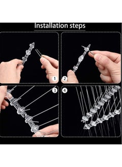HQ-GAMING 4 Pieces Bird Repellent Deterrent Spikes, Stainless Steel Anti Bird Deterrent Thorns, Bird Spikes Humane Pigeon Spikes, Bird Spikes, Used as a Bird Guard for Balcony Roofs and Windows, 50cm  - Image 3