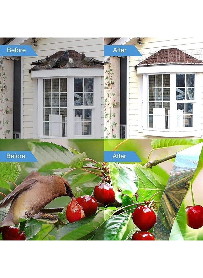 HQ-GAMING - 4 Pieces Bird Repellent Deterrent Spikes, Stainless Steel Anti Bird Deterrent Thorns, Bird Spikes Humane Pigeon Spikes, Bird Spikes, Used as a Bird Guard for Balcony Roofs and Windows, 50cm - Image 1