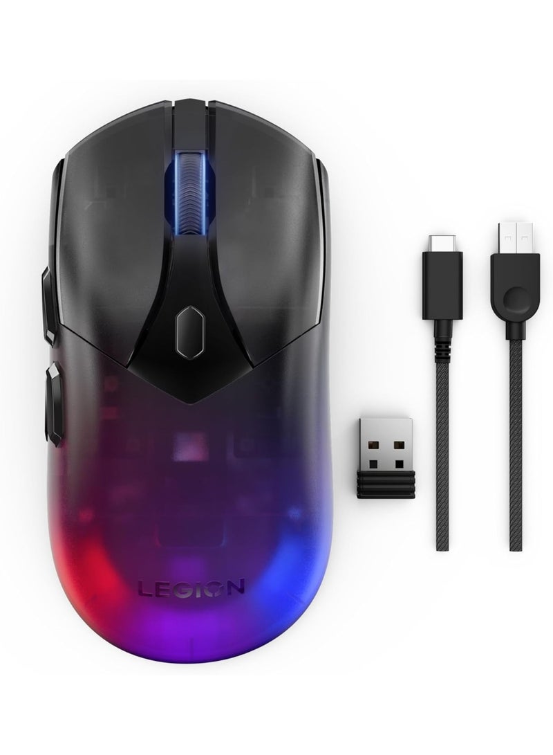 لينوفو ليجيون M410 ماوس ألعاب لاسلكي RGB، ثنائي الاستخدام مع 6 أزرار قابلة للبرمجة، حتى 16000 DPI مع 4 مستويات تبديل DPI، RGB قابل للبرمجة بمنطقتين، 30 مليون نقرة، أسود، ضمان 1 سنة - Image 3