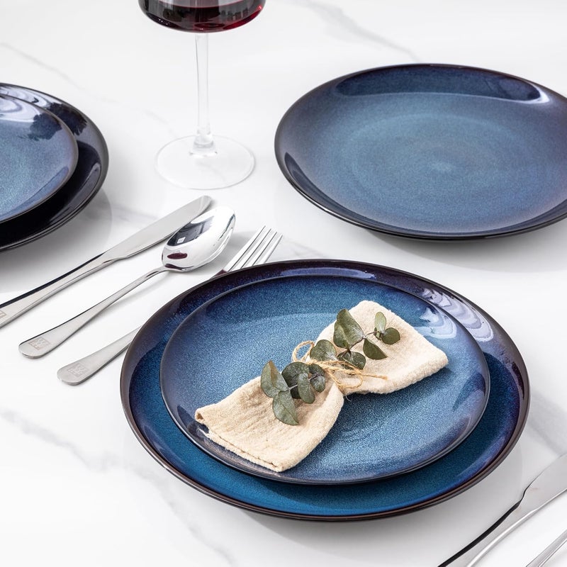 LERATIO Ceramic Dinner Plates Set of 6 105 Inch Handmade Reactive Glaze Porcelain Plates Coupe Shape Dinnerware Dishes Set for KitchenOven Microwave  Dishwasher Safe Scratch ResistantBlue - Image 5