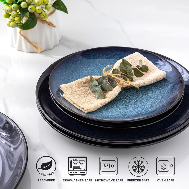 LERATIO Ceramic Dinner Plates Set of 6 105 Inch Handmade Reactive Glaze Porcelain Plates Coupe Shape Dinnerware Dishes Set for KitchenOven Microwave  Dishwasher Safe Scratch ResistantBlue - Image 4