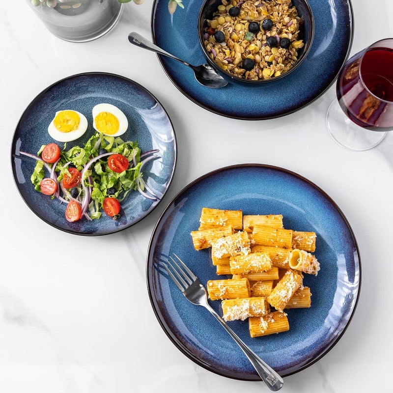 LERATIO Ceramic Dinner Plates Set of 6 105 Inch Handmade Reactive Glaze Porcelain Plates Coupe Shape Dinnerware Dishes Set for KitchenOven Microwave  Dishwasher Safe Scratch ResistantBlue - Image 3