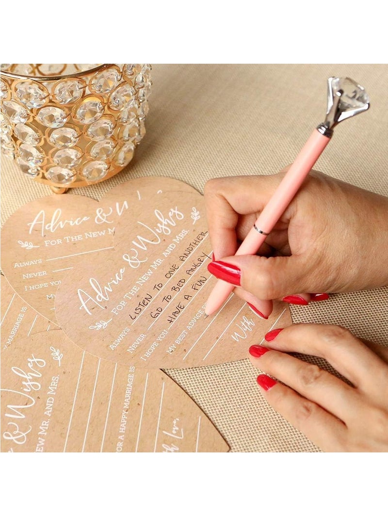 Excefore Wedding Advice And Wishes For The Mr And Mrs - Heart Shaped Cards (Set of 50) Rustic Kraft Paper - Image 2