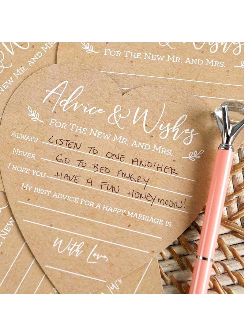 Excefore Wedding Advice And Wishes For The Mr And Mrs - Heart Shaped Cards (Set of 50) Rustic Kraft Paper - Image 4