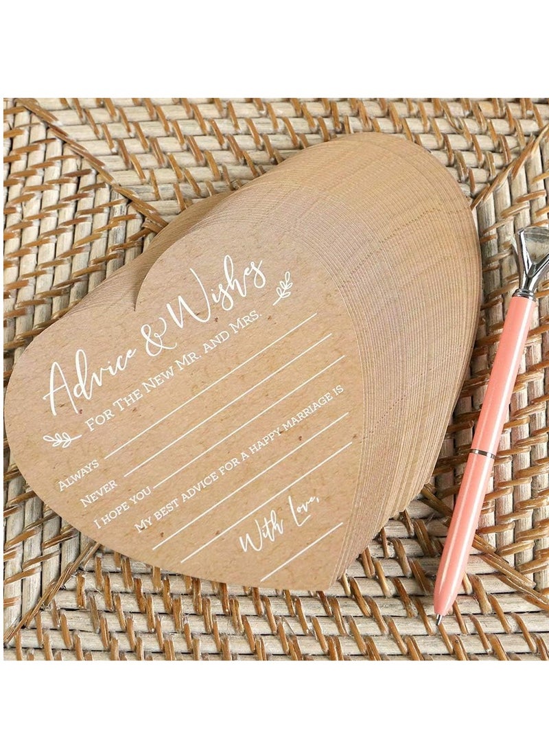 Excefore Wedding Advice And Wishes For The Mr And Mrs - Heart Shaped Cards (Set of 50) Rustic Kraft Paper - Image 5