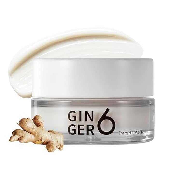 GINGER6 PEPTI Cream for Face - Hydrating and Firming Formula with 52% Ginger Water, Niacinamide, and Adenosine, Overnight Korean Skincare, 1.69 fl oz. - Image 1
