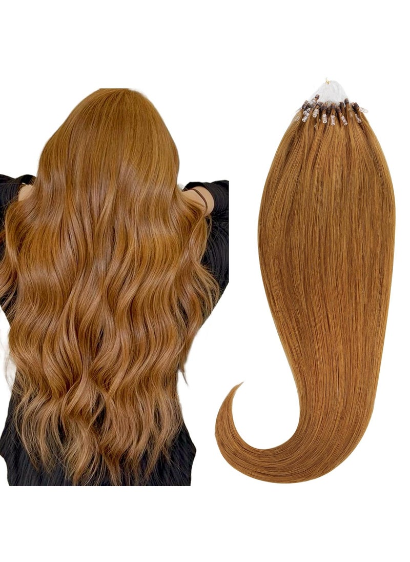 hotbanana - HOTBANANA Micro Ring Hair Extensions Human Hair 14 inch 50g 50s Auburn Ginger Micro Beads Real Human Hair Extensions Straight Micro Link Micro Loop Hair Extensions - Image 1