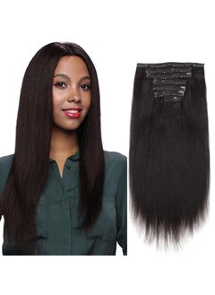 ABH AMAZINGBEAUTY HAIR ABH AmazingBeauty Hair Yaki Straight Clip in Hair Extensions Real Remy Thick Natural Black for African American Relax Hair 7 Pieces 120 Gram Per Set 16 Inch 
