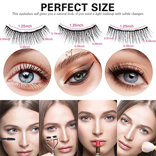 Batfield 3 Pairs of False Eyelashes Magnetic with Eyeliner and Tweezer, 3D Natural Mixed Style magnetic Lashes, Reusable Magnetic Eyelashes for women(Style 2) - Image 2