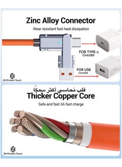 SH PROTECT TOUCH 120W 6A 2-In-3 Universal Cable , USB A/C to Multi Charging Cable 4.4 FT Heavy Duty Cord Chubby Charging Cable Zinc Alloy Soft Silicone Compatible with All Device Fast Charging Cable (USB A/C ORANGE)  - Image 2