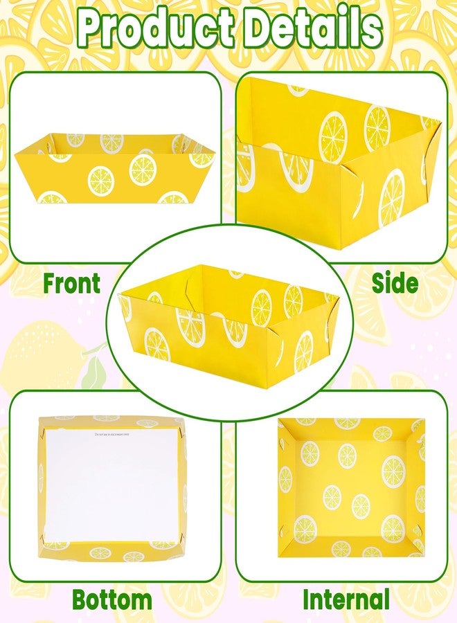 Geefuun 50Pcs Lemon Paper Food Trays Decor Disposable Serving Plates Pink Yellow Lemonade Summer Theme Party Birthday Baby Shower Picnic Supplies Bulk - Image 4