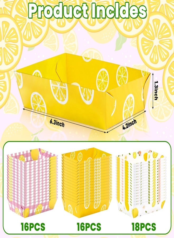 Geefuun 50Pcs Lemon Paper Food Trays Decor Disposable Serving Plates Pink Yellow Lemonade Summer Theme Party Birthday Baby Shower Picnic Supplies Bulk - Image 3