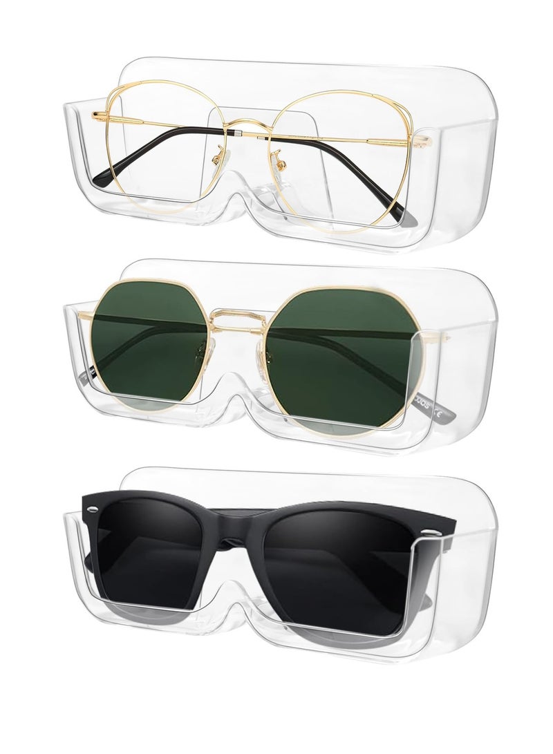 SYOSI Sunglasses Organizer, Wall Mounted Glasses Storage, Plastic Eyeglasses Stand, Eyewear Display, Case Glasses Organizer Easy Wall Mounted for Home Office Dorm Decor (3Pcs Clear Glasses Holder) - Image 1