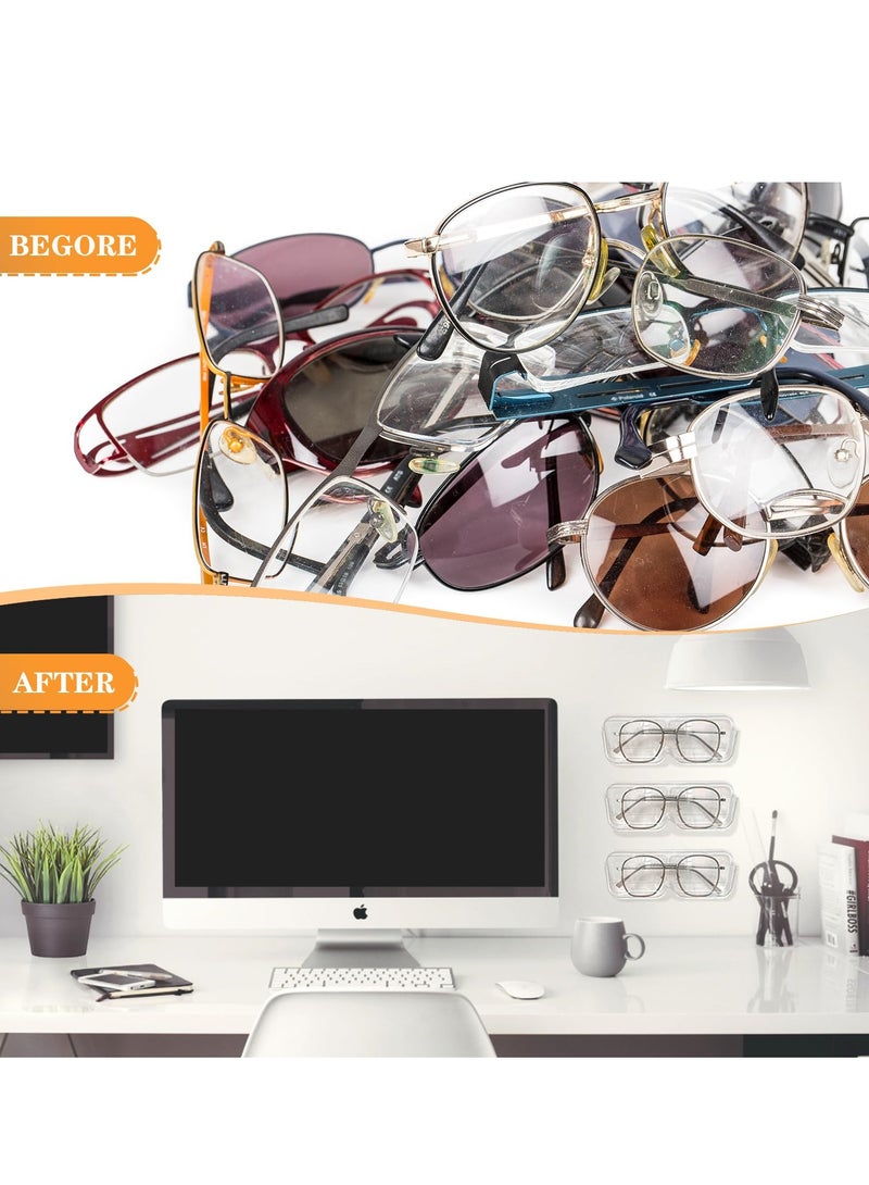 SYOSI Sunglasses Organizer, Wall Mounted Glasses Storage, Plastic Eyeglasses Stand, Eyewear Display, Case Glasses Organizer Easy Wall Mounted for Home Office Dorm Decor (3Pcs Clear Glasses Holder) - Image 4