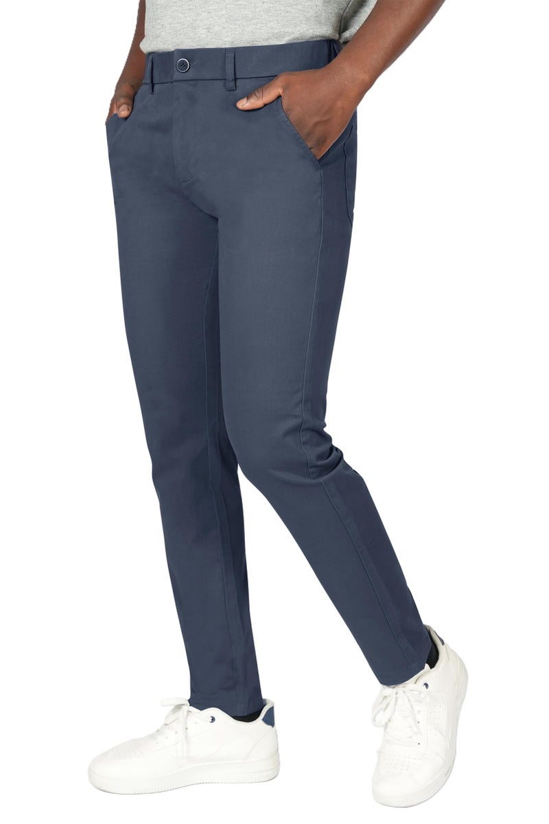 Plaid&Plain Men's Skinny Stretchy Khaki Pants Colored Pants Slim Fit Slacks Tapered Trousers 819 Pacific Blue 32X30 - Image 5