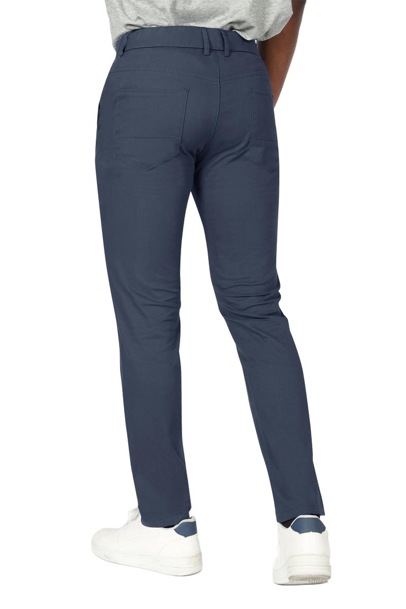 Plaid&Plain Men's Skinny Stretchy Khaki Pants Colored Pants Slim Fit Slacks Tapered Trousers 819 Pacific Blue 32X30 - Image 3