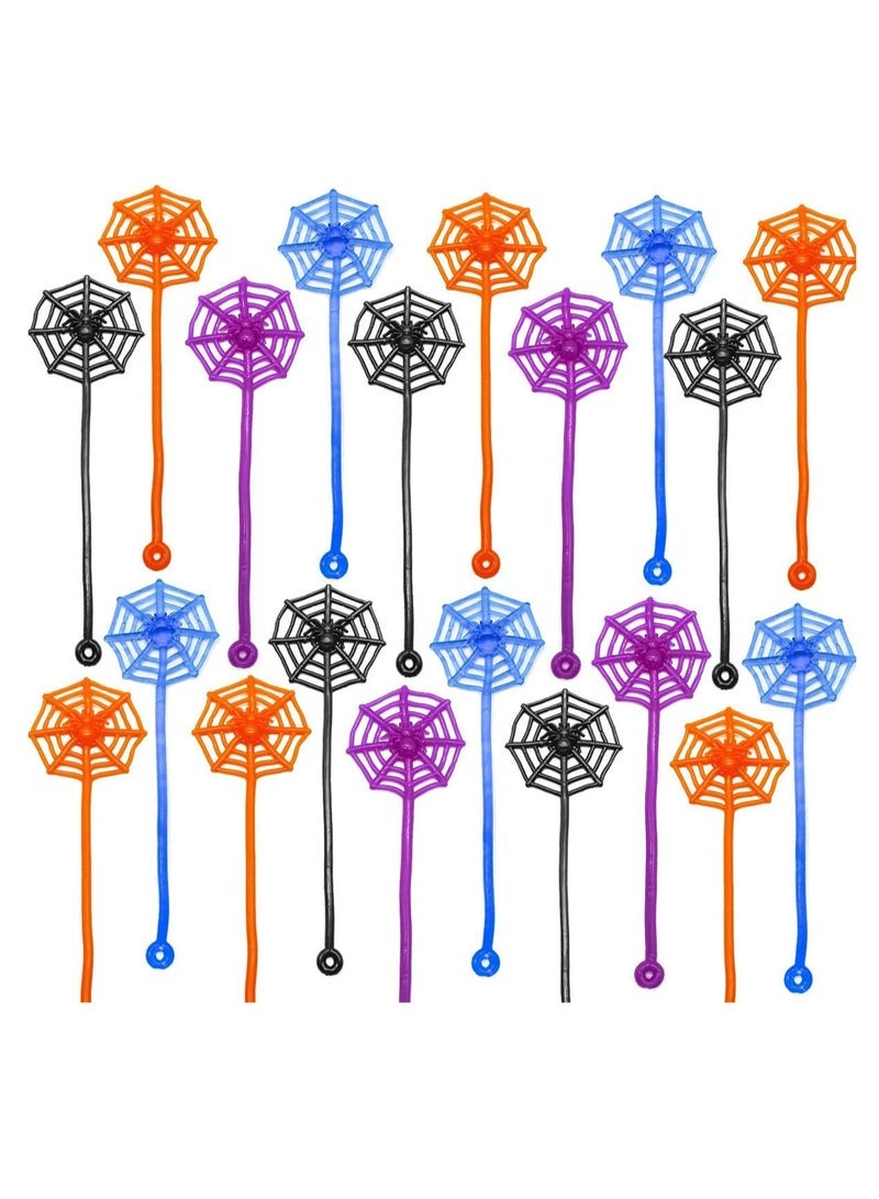 ECVV ECVV 20 Pcs Sticky Spider Web Toys Assorted Colors Kids' Party Favor Sets Fun Toys Stretchy Sticky Spider Web Toy Treasure Box for Classroom Prizes Birthday Party Supplies - Image 2
