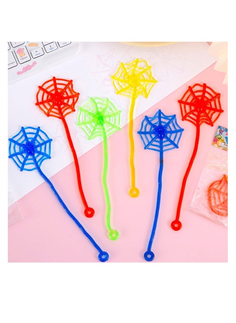 ECVV ECVV 20 Pcs Sticky Spider Web Toys Assorted Colors Kids' Party Favor Sets Fun Toys Stretchy Sticky Spider Web Toy Treasure Box for Classroom Prizes Birthday Party Supplies - Image 3