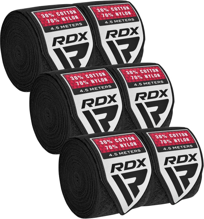 Rdx Boxing Hand Wraps 4.5M / 180 Inches – Mexican Style Semi-Elastic MMA Inner Gloves - Wrist Support for Muay Thai, Kickboxing, BJJ, Karate - Thumb Loop & Hook and Loop Closure - Cotton & Nylon Blend - Image 1