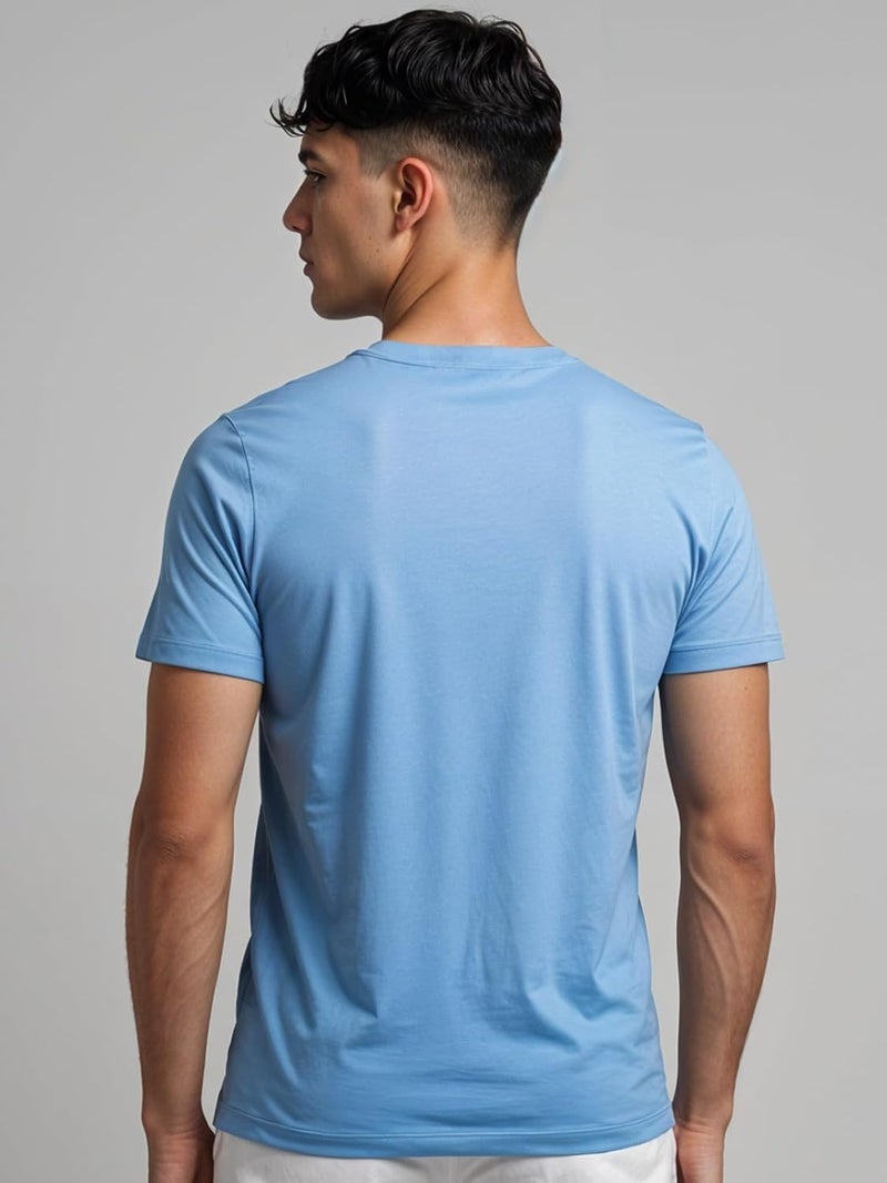 adro تي شيرت ADRO للرجال بقصة عادية بتصميم دنيم بنكهة نيويورك في اللون الأزرق السماوي - Image 4