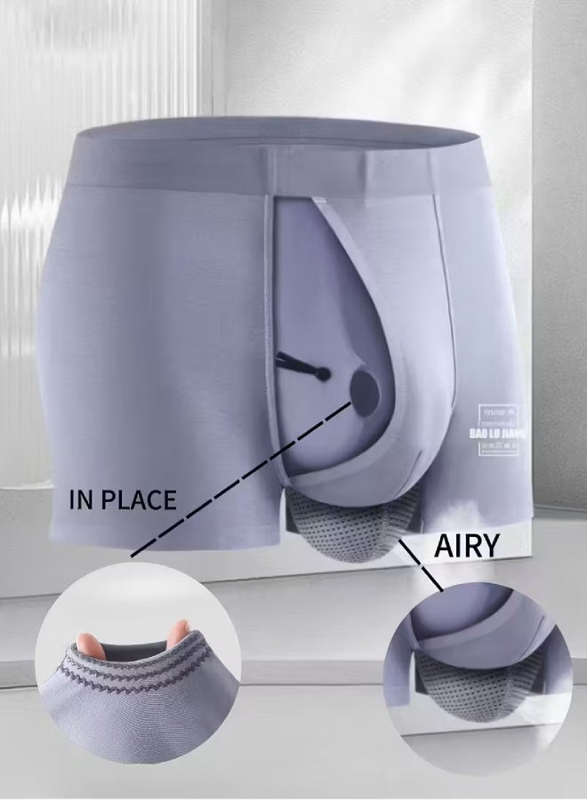 2pcs Men’s Boxer Briefs – Black  Gray Soft Stretch Underwear | Seamless No-Show Design, Breathable  Comfortable Rayon Fabric | Everyday Boxer Shorts with Pouch, Durable Stitching  Classic Fit - Image 2