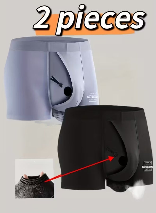 2pcs Men’s Boxer Briefs – Black  Gray Soft Stretch Underwear | Seamless No-Show Design, Breathable  Comfortable Rayon Fabric | Everyday Boxer Shorts with Pouch, Durable Stitching  Classic Fit - Image 1