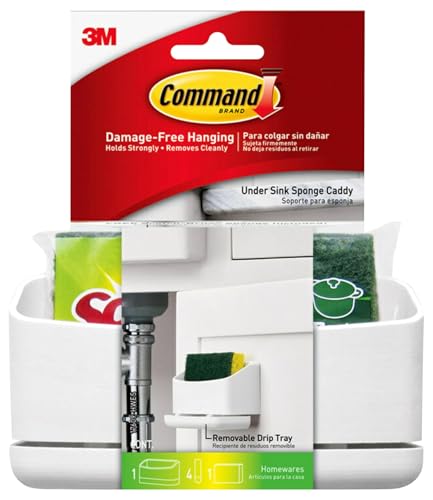 Command Under Sink Sponge Caddy Total 2 Caddies with 8 Command Strips 2 Pack of 1 Caddy Organize DamageFree