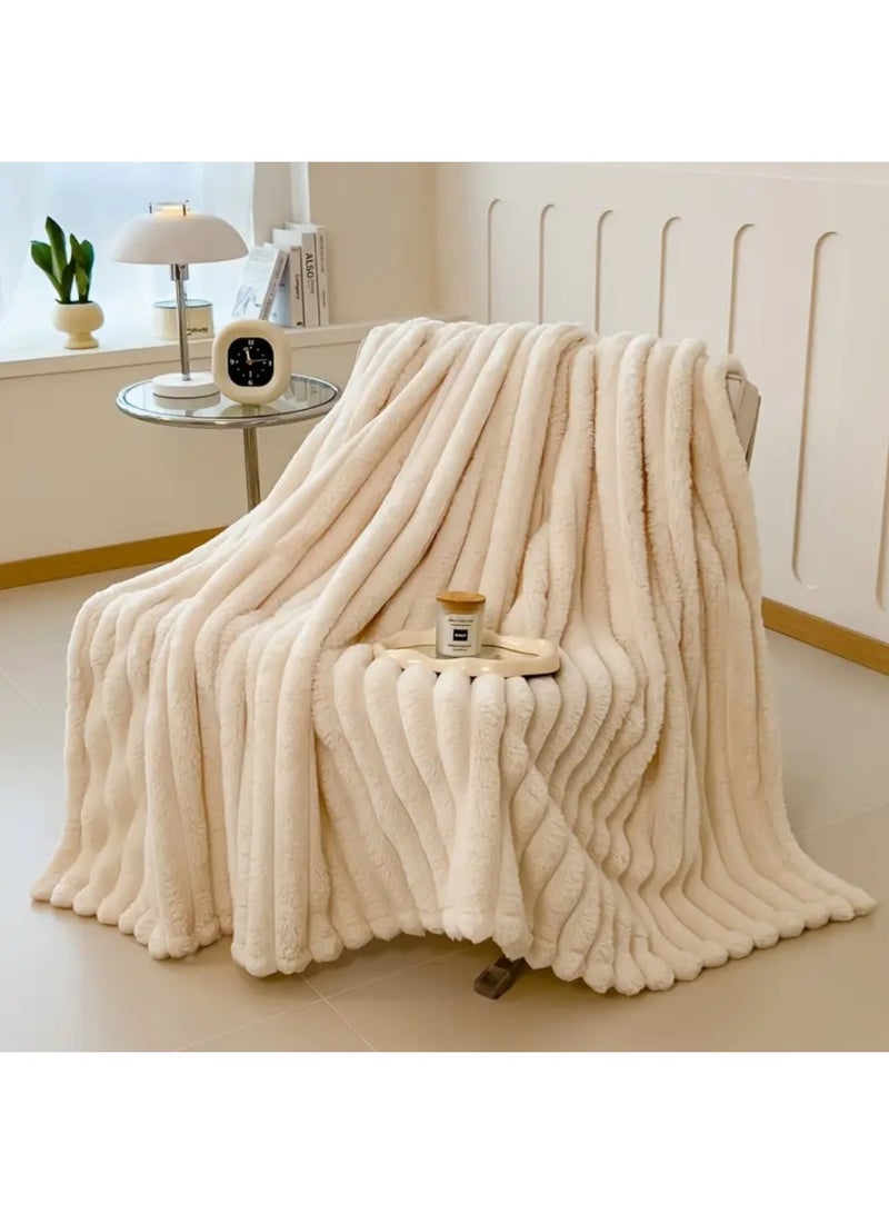 مينجلي بطانية فلانيل مخططة ناعمة ودافئة  بوزن1  كجم - بطانيه مقاس  210×170 سم متعددة الاستخدامات للسرير والكنبة وجميع الفصول - Image 2